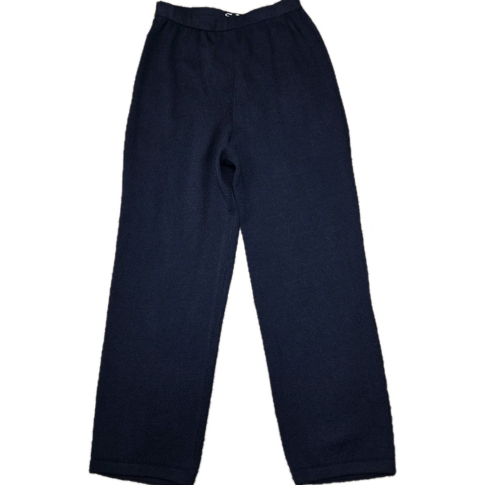 SJK St. John Blue‎ Santana Knit Straight Leg Pull-On Pants Size 2 Minimalist